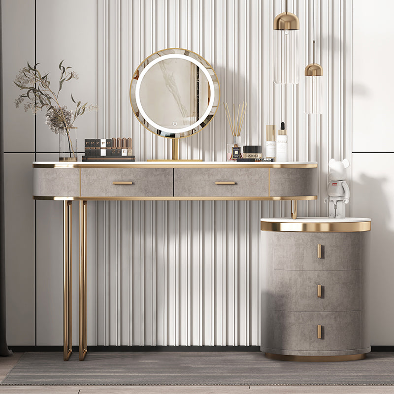 【ドレッサー】インスタ映えおしゃれ 選べる2色 テーブル 収納棚 LEDミラー 茶色 100日間返品交換保証制度