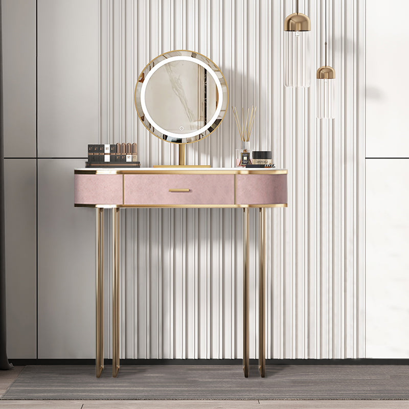 【ドレッサー】インスタ映えおしゃれ 選べる2色 テーブル LEDミラー ピンク 横幅80 100日間返品交換保証制度