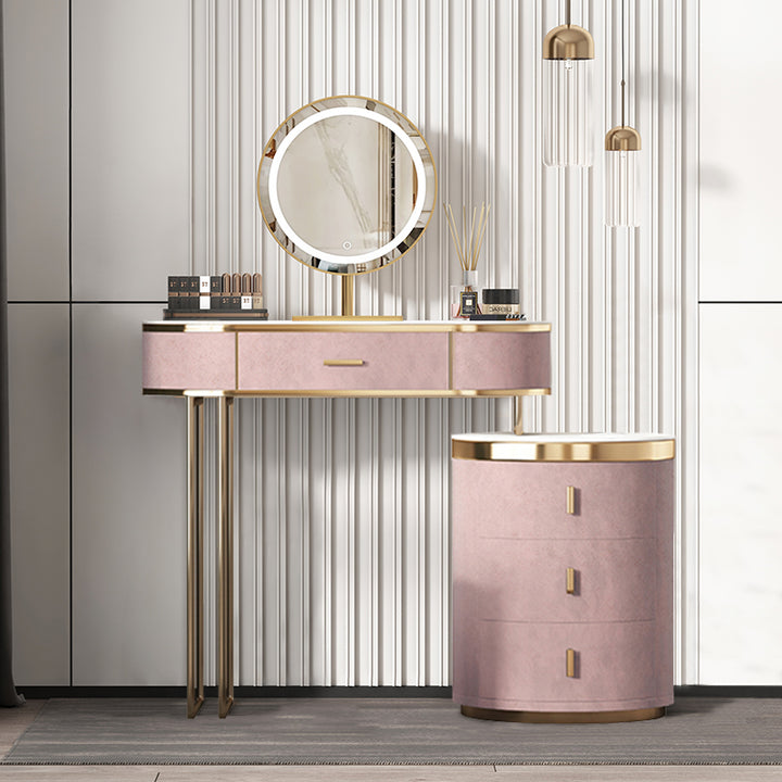 【ドレッサー】インスタ映えおしゃれ 選べる2色 テーブル 収納棚 LEDミラー ピンク 横幅80 100日間返品交換保証制度