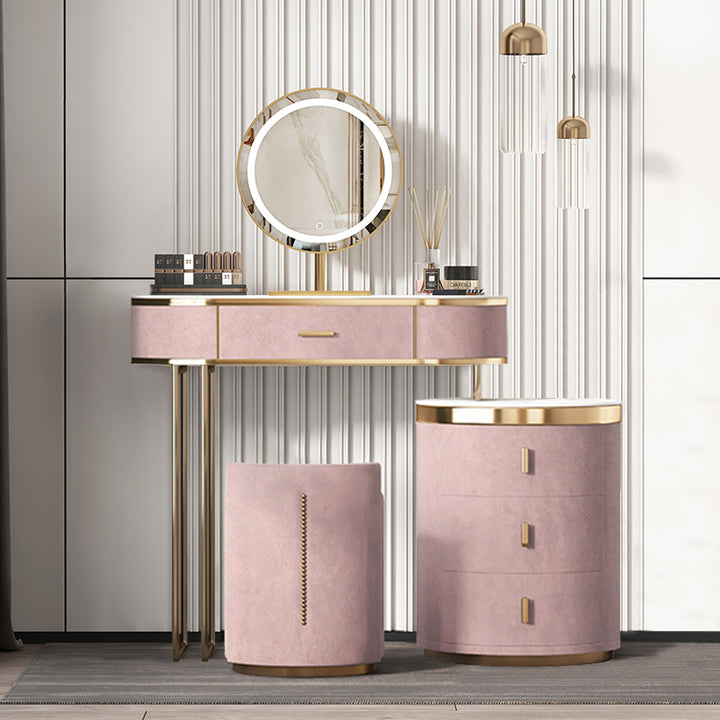 【ドレッサー】インスタ映えおしゃれ 選べる2色 ドレッサー全体画像 ピンク 横幅80 100日間返品交換保証制度