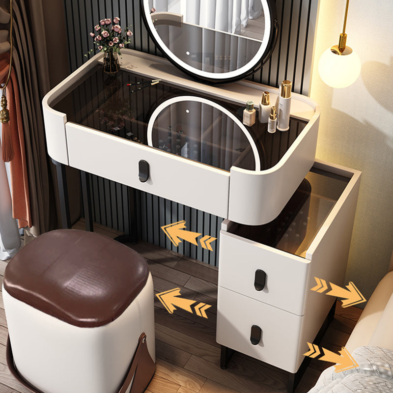 【ドレッサー】小型おしゃれ 選べる5色 テーブル 収納棚 椅子 LEDミラー ホワイト 横幅70 100日間返品交換保証制度