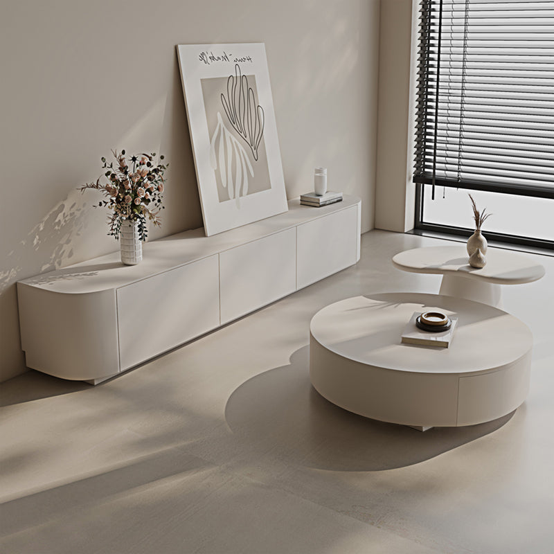 【ローテーブル】クリーム風 角丸テーブルセット