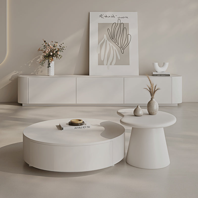 【ローテーブル】クリーム風 角丸テーブルセット