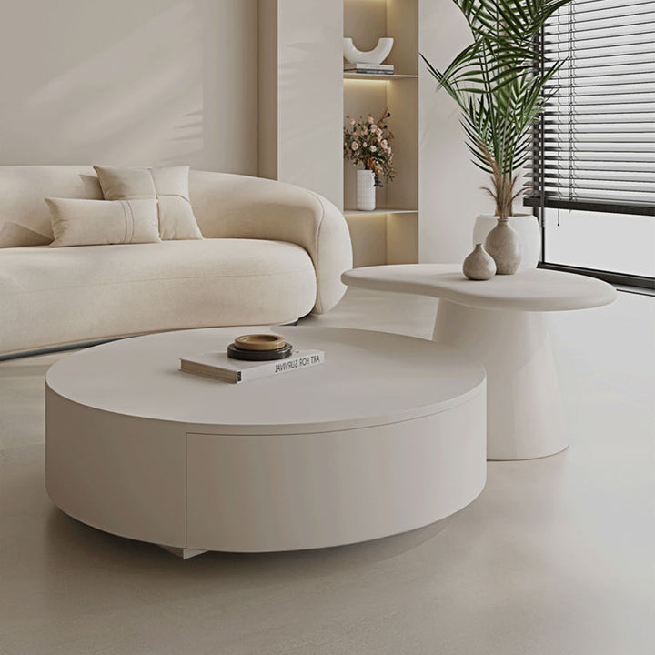 【ローテーブル】クリーム風 角丸テーブルセット