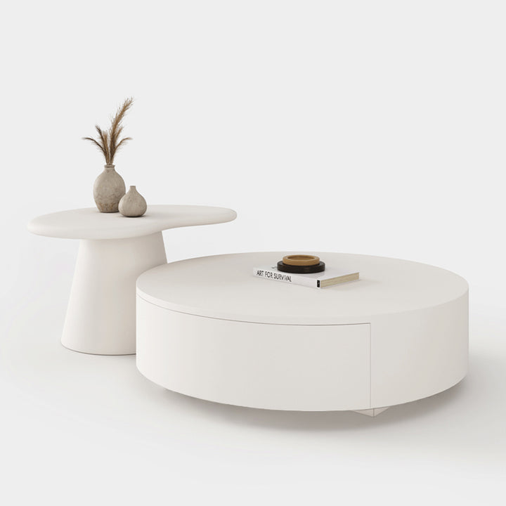 【ローテーブル】クリーム風 角丸テーブルセット