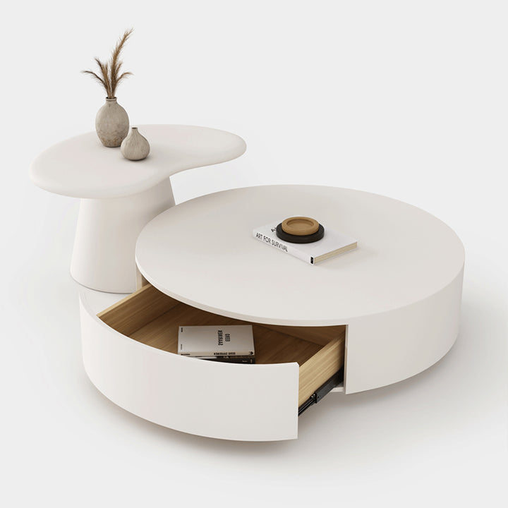 【ローテーブル】クリーム風 角丸テーブルセット