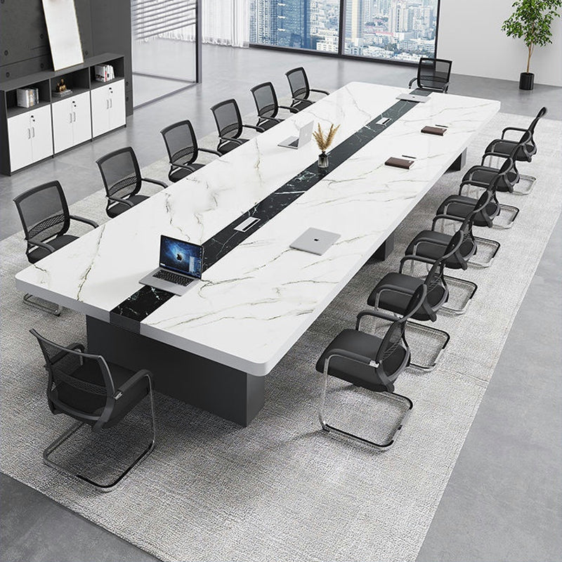 会議用テーブル おしゃれ 高品質(テーブル、椅子X14、ホワイトセット) ※100日間返品交換保証