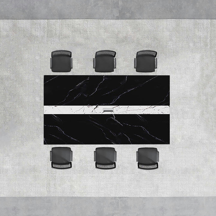 会議用テーブル おしゃれ 高品質(テーブル、椅子X6、ブラックセット) ※100日間返品交換保証