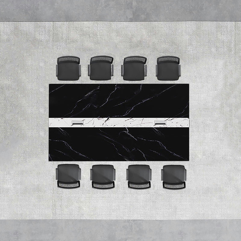 会議用テーブル おしゃれ 高品質(テーブル、椅子X8、ブラックセット) ※100日間返品交換保証