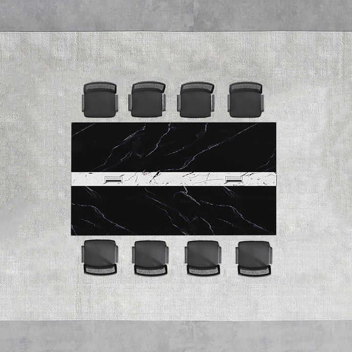 会議用テーブル おしゃれ 高品質(テーブル、椅子X8、ブラックセット) ※100日間返品交換保証