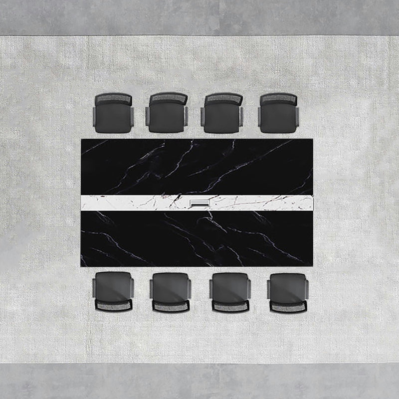 会議用テーブル おしゃれ 高品質(テーブル、椅子X8、ブラックセット) ※100日間返品交換保証