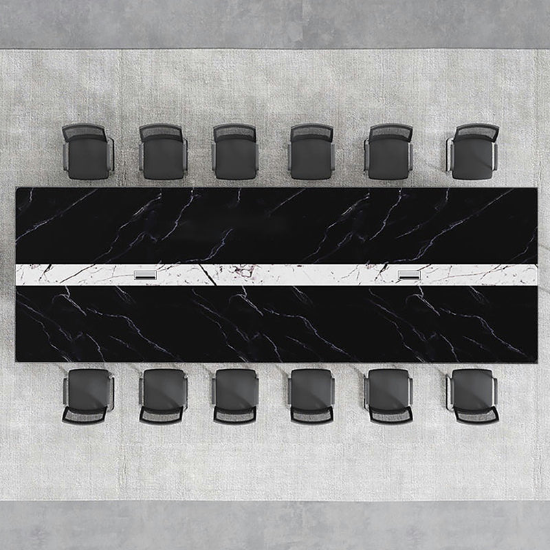 会議用テーブル おしゃれ 高品質(テーブル、椅子X12、ブラックセット) ※100日間返品交換保証