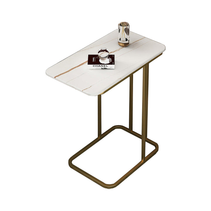 【サイドテーブル】マーブル模様おしゃれ 2色 サイドテーブルテーブルの全体画像 1段式(金色のフレーム) 50*30*60 安心の100日間返品交換保証