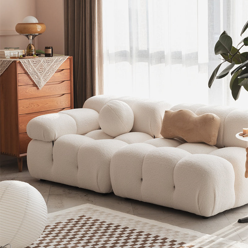 【ソファ】クリーム色おしゃれ 選べる3素材