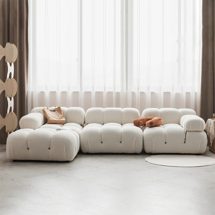 【ソファ】クリーム色おしゃれ 選べる3素材