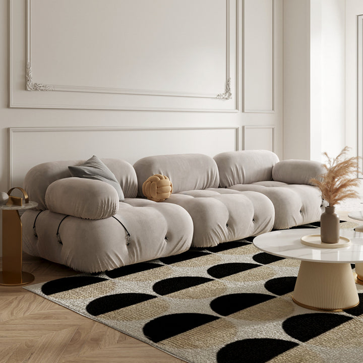 【ソファ】ソファー クリーム色おしゃれ 選べる4素材 グレー ベルベット 3人掛け270*90