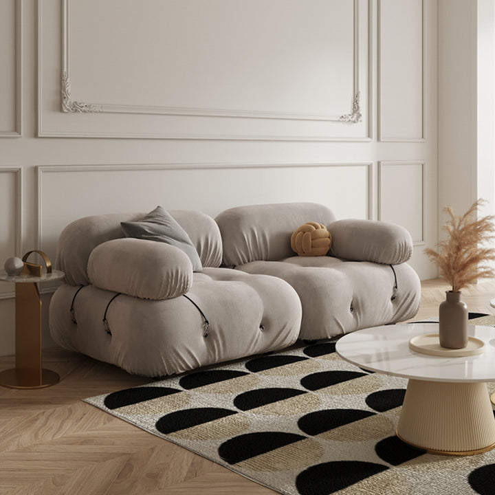 【ソファ】ソファー クリーム色おしゃれ 選べる4素材 グレー ベルベット 2人掛け180*90