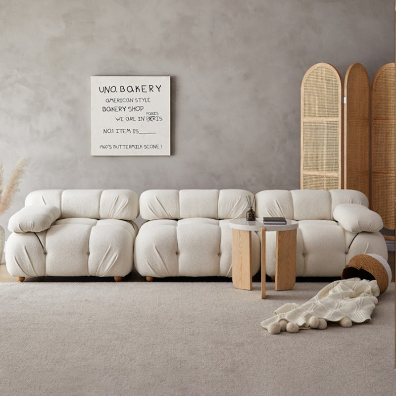 【ソファ】クリーム色おしゃれ 選べる3素材