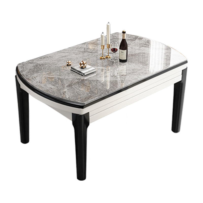 【ダイニングテーブル】 高級感 伸長式 天板厚み選べる ダイニングテーブルセットの全体画像 グレー テーブルのみ