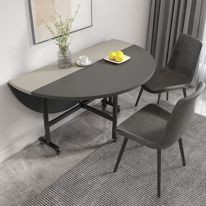 【ダイニングテーブル】シンプル 円型 伸長式 ライトグレー+グレー ダイニングテーブルセット 120*120*76