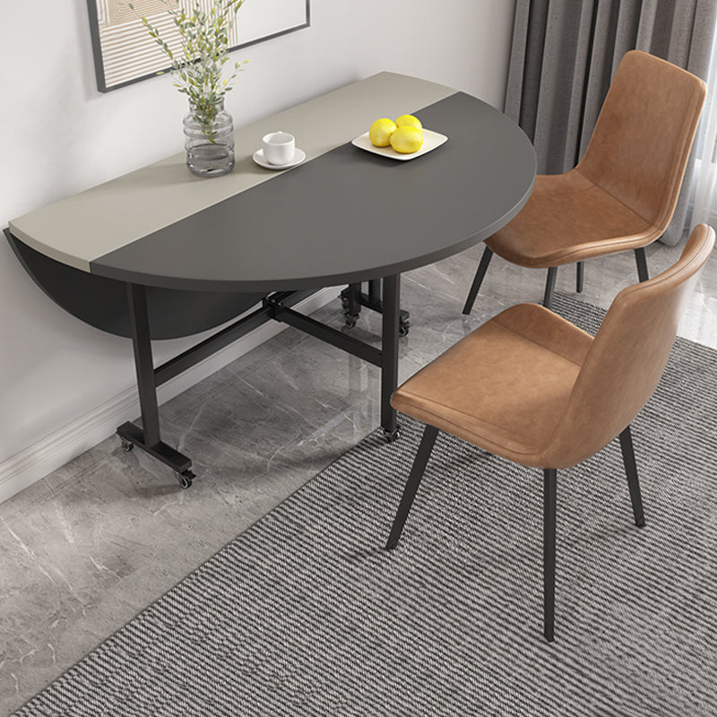 【ダイニングテーブル】シンプル 円型 伸長式 ライトグレー+グレー ダイニングテーブルセット 120*120*76