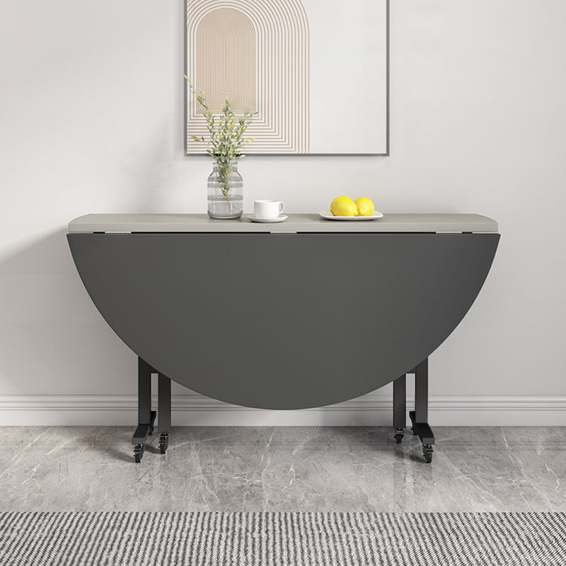 【ダイニングテーブル】シンプル 円型 伸長式 ライトグレー+グレー テーブルのみ 120*120*76