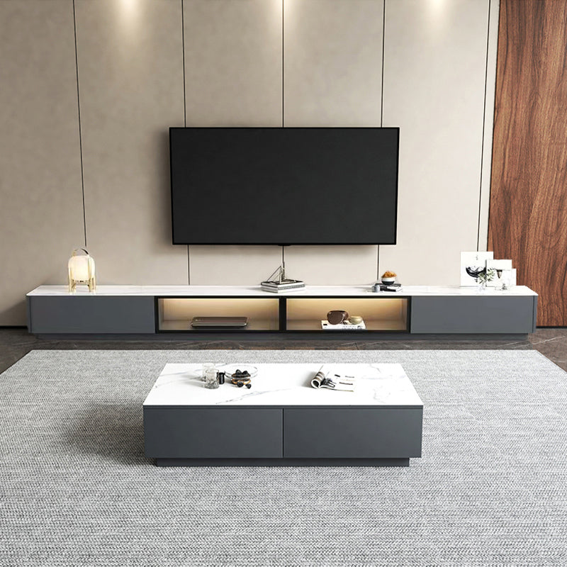 【テレビボード】マーブル柄テレビボード 選べる2色 天板色ホワイト+グレー 240(120+120)*35*33.6