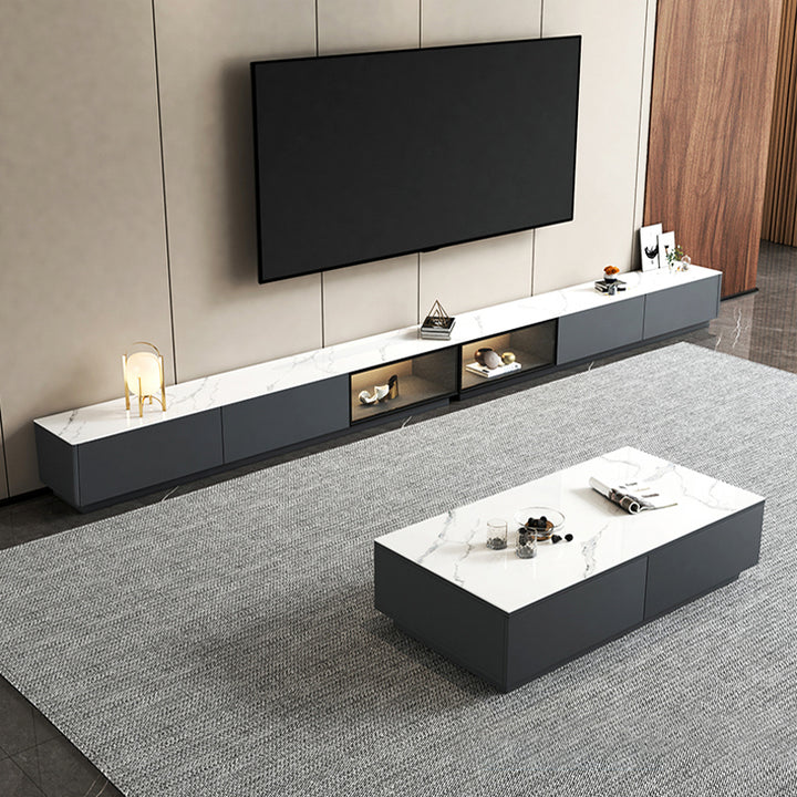 【テレビボード】マーブル柄テレビボード 選べる2色 天板色ホワイト+グレー