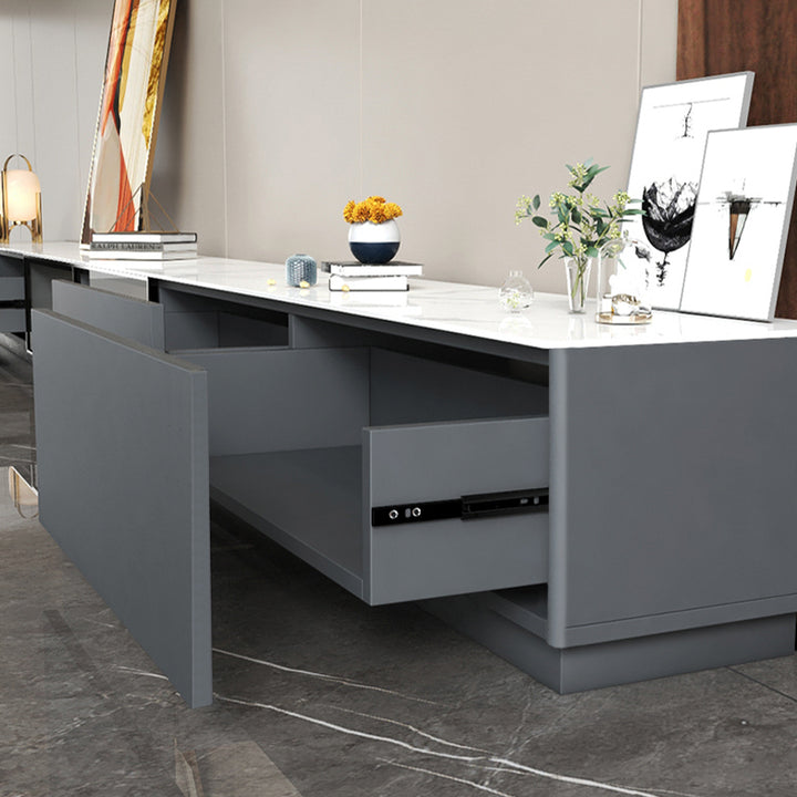 【テレビボード】マーブル柄テレビボード 選べる2色 天板色ホワイト+グレー 引き出しの細部画像