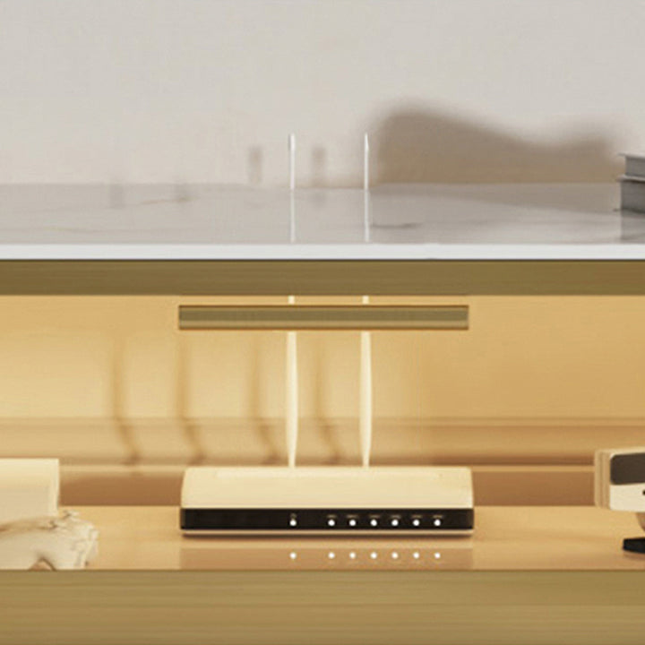 【テレビボード】繊細なデザインテレビボード 裏面の穴用孔の細部画像