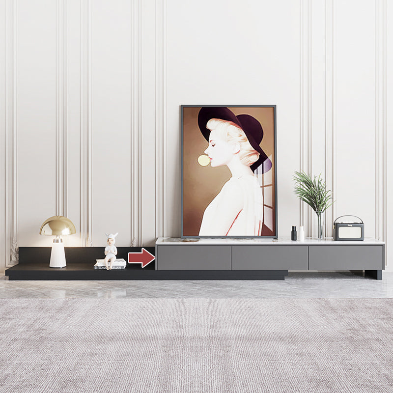 【テレビボード】伸縮式マーブル柄テレビボード 選べる4色 ブラック+グレー 200~360cm*40*32