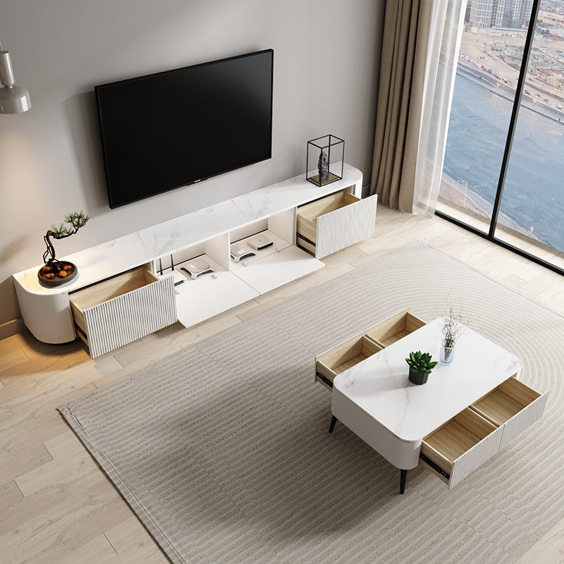 【テレビ台】シンプル なめらかな波型 優しいホワイト