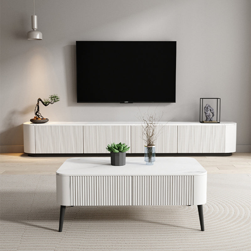 【テレビ台】シンプル なめらかな波型 優しいホワイト