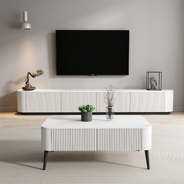 【テレビ台】シンプル なめらかな波型 優しいホワイト