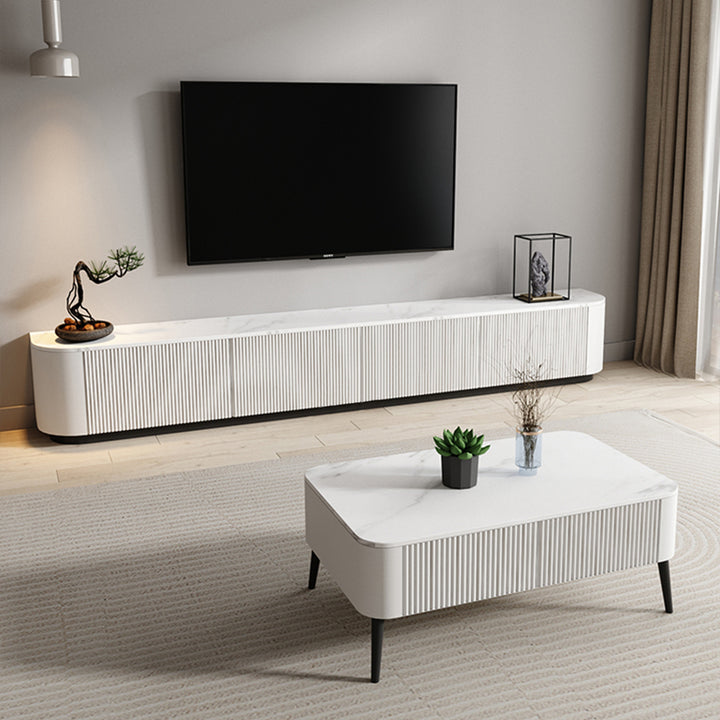 【テレビ台】シンプル なめらかな波型 優しいホワイト