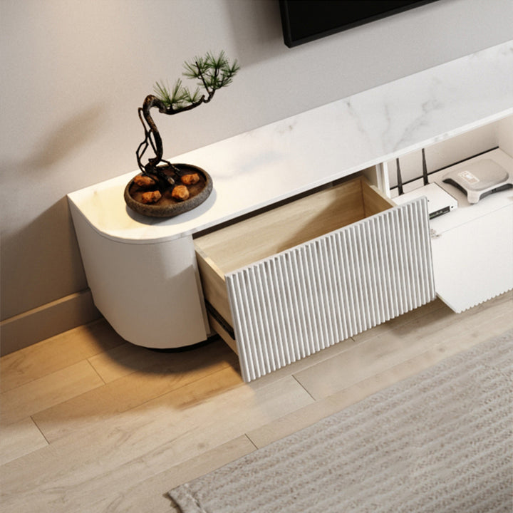 【テレビ台】シンプル なめらかな波型 優しいホワイト