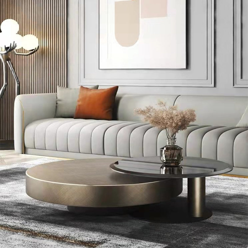 【ローテーブル】イタリア黒金風 ゴールド セットセット直径90cmローテーブル(引き出し無)+直径55CMサイドテーブル 100日間返品交換保証制度