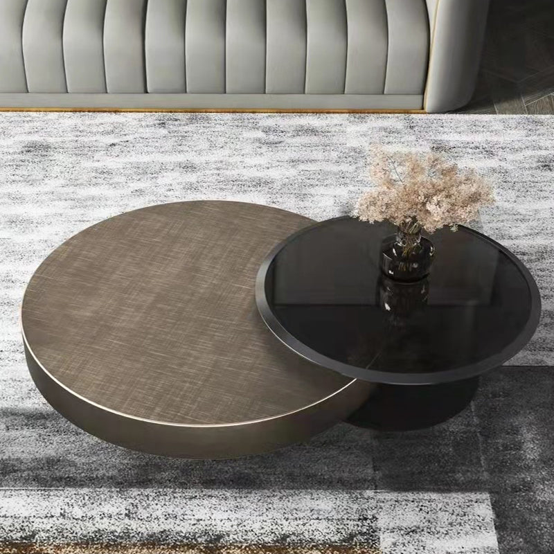 【ローテーブル】イタリア黒金風 ゴールド セットセット直径90cmローテーブル(引き出し無)+直径55CMサイドテーブル 100日間返品交換保証制度