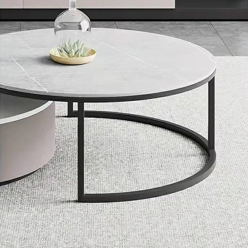 【ローテーブル】グレー系ラウンド 高いテーブルの細部画像 高いグレー直径80 100日間返品交換保証制度