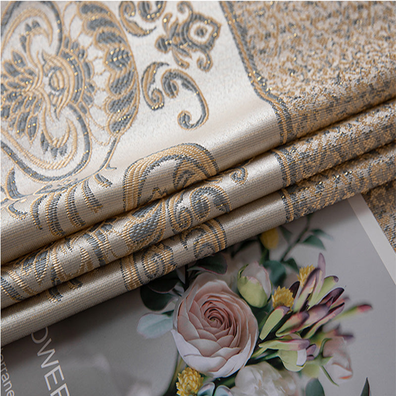 【ドレープカーテン】ジャガード織 選べる24色柄 カーテンの細部画像 ゴールド(柄付け) ポリエステル 遮光1級 1.5倍ヒダ(2つ山)