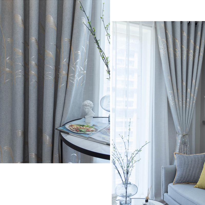 【ドレープカーテン】ジャガード織 選べる24色柄 カーテンの細部画像 浅いブルー(柄付け) ポリエステル 遮光1級 1.5倍ヒダ(2つ山)