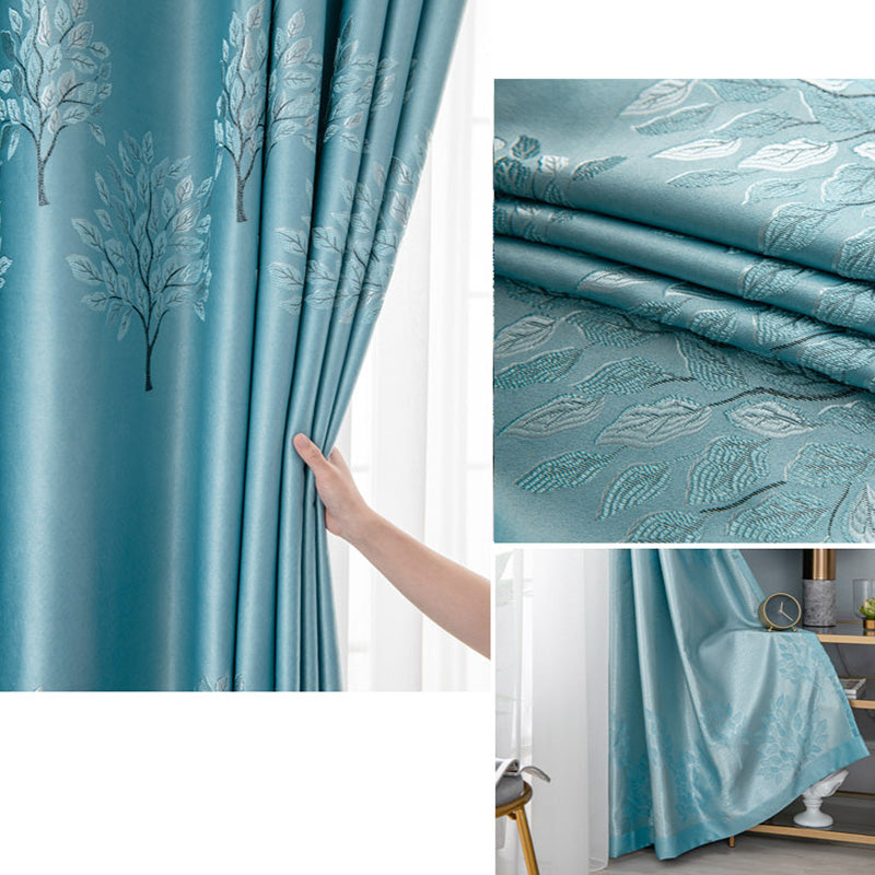 【ドレープカーテン】ジャガード織 選べる24色柄 カーテンの細部画像 ブルー(柄付け) ポリエステル 遮光1級 1.5倍ヒダ(2つ山)