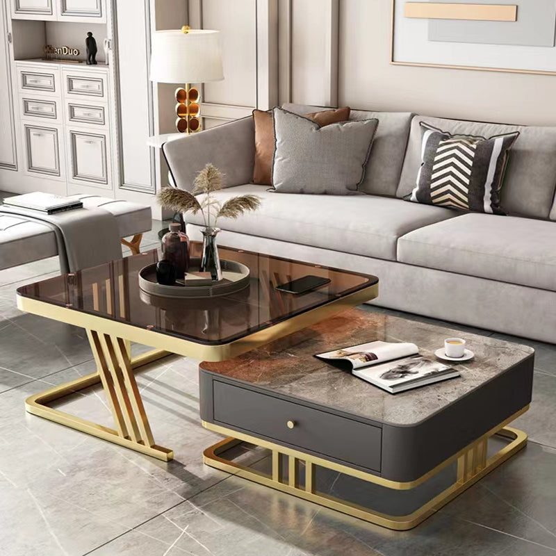 【ローテーブル】ネストテーブル 高品質 選べる8色 ガラス+グレー ボディカラーグレー 60+80 100日間返品交換保証制度