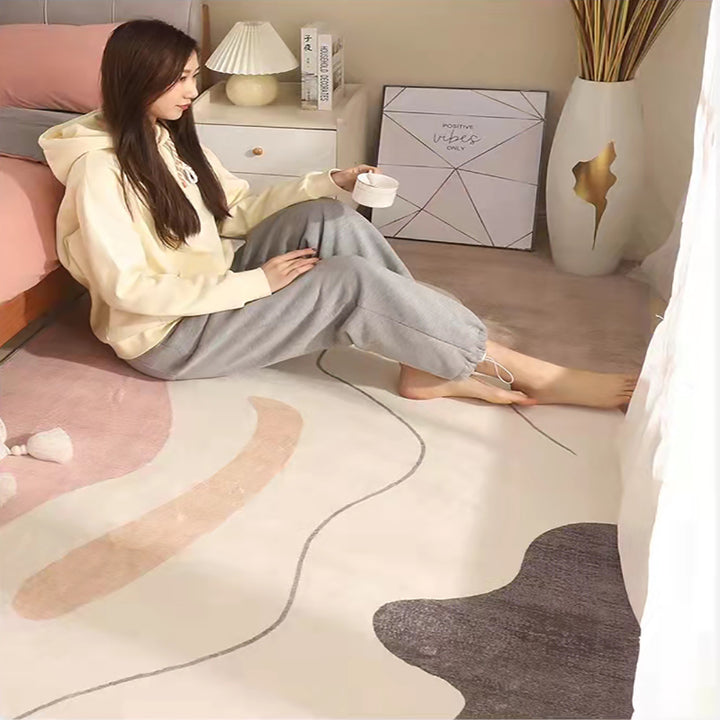 【カーペット・ラグ】モダンデザイン ピンク 選べる4種