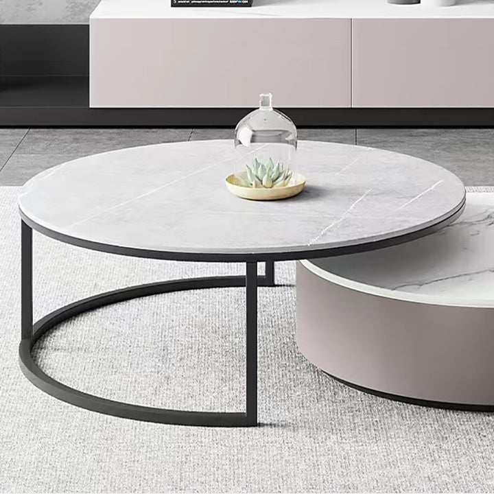 【ローテーブル】グレー系ラウンド 高いテーブルの細部画像 高いグレー直径80 100日間返品交換保証制度