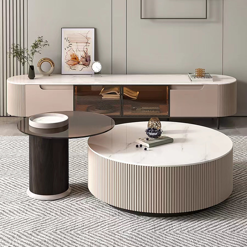 【ローテーブル】リゾート風 テーブルセット オフホワイト+コーヒーブラウン 100日間返品交換保証制度