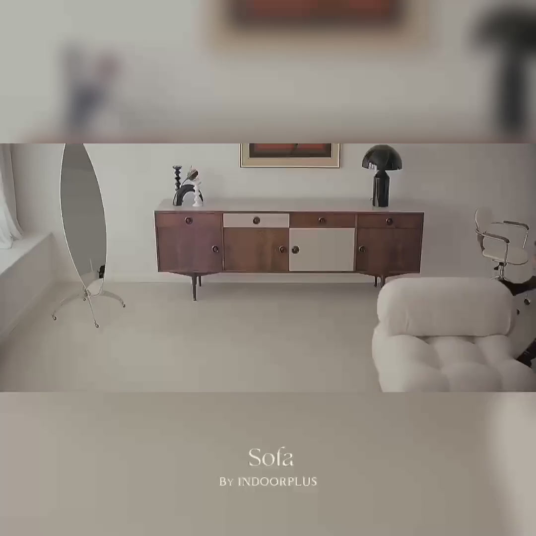 【ソファ】ソファー クリーム色おしゃれ 選べる4素材 ビデオ