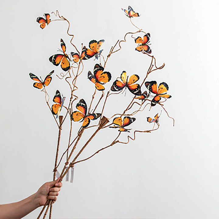 【造花 】レトロ 枯れ葉 蝶フェイク 生け花