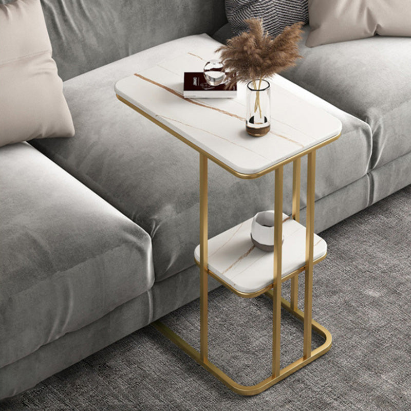 【サイドテーブル】マーブル模様おしゃれ 2色 2段式(金色のフレーム) 50*30*55 安心の100日間返品交換保証