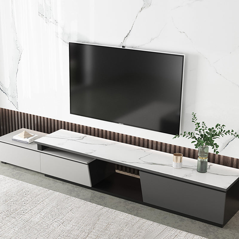 【テレビボード】伸縮式テレビボード 北欧 選べる2色 グレー+ホワイトセラミック天板 伸縮式180~270*40*39